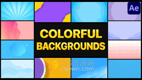 AE模板-12组2D卡通明亮多彩液体图形动画背景视频素材
