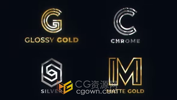 金/铬/银3种金属颜色LOGO演绎动画视频片头AE模板