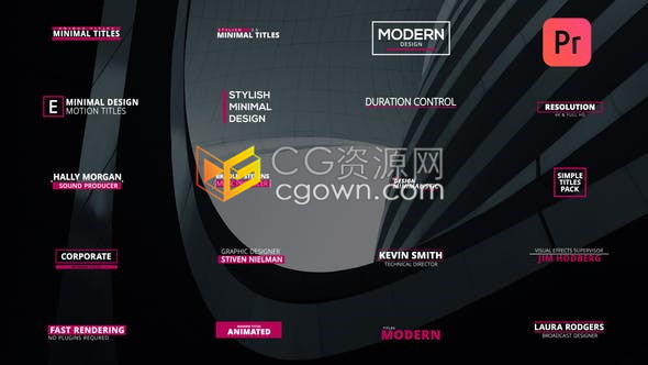 PR预设/AE模板-时尚简约版式现代企业宣传文字标题动画