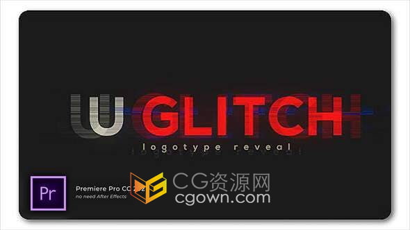 AE与PR模板-信号故障画面干扰破损Glitch LOGO片头视频