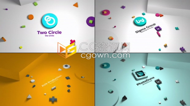 AE模板-滚动式3D标志片头动画适用于卡通亲子欢乐儿童益智类品牌介绍