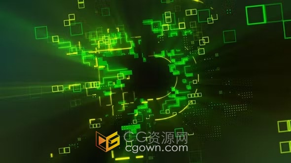 AE模板-数字高科技霓虹灯像素粒子HUD技术LOGO演绎
