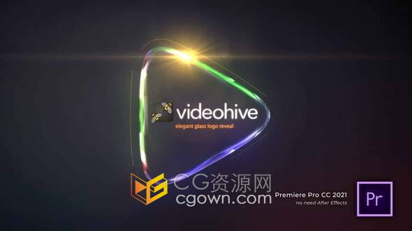 AE与PR模板-玻璃反射折射透明材质LOGO发光视频片头