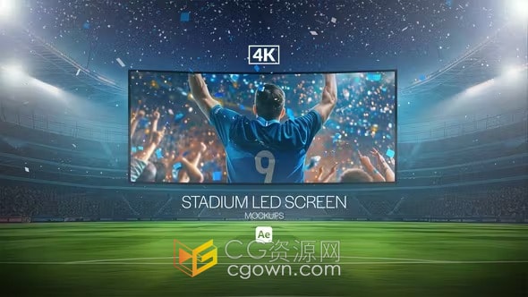 5个场景体育场LED屏幕模型广告牌-AE模板