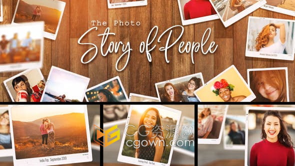 AE模板-人物故事摄影展浮动快节奏现代照片放映视频相册
