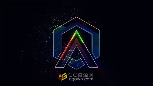 快速五彩灯光闪烁电能粒子标志动画-AE模板