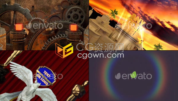 AE模板-大气3D场景无缝穿插LOGO动画演绎奥斯卡电影颁奖宣传片头