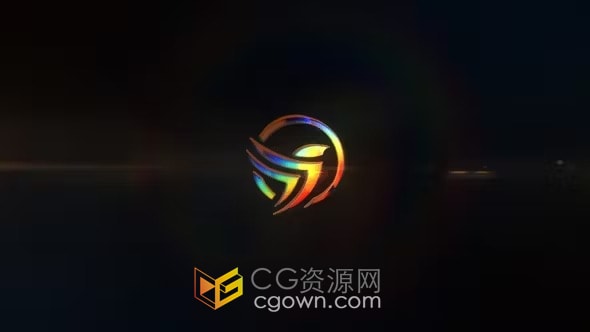 AE模板-全息彩虹光泽玻璃质感商业品牌LOGO动画