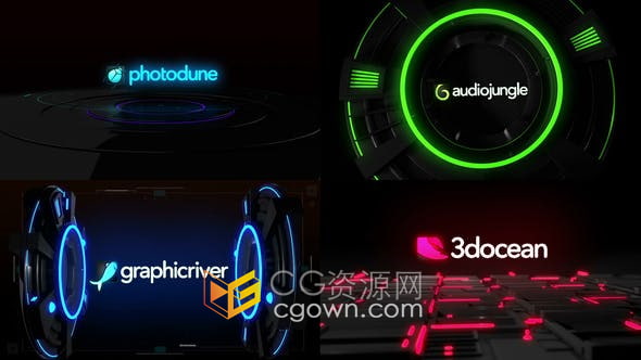 AE模板-高科技故障视频片头用于技术商业主题节目4种场景