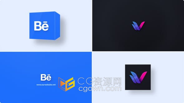 AE模板-简约时尚风格立方体放置宣传LOGO品牌视频片头