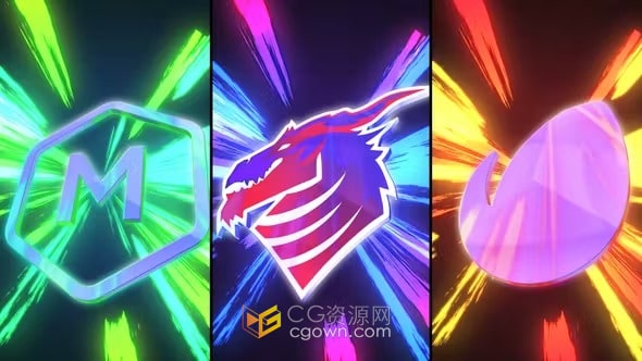 动态动画能量火花和卡通火焰效果游戏LOGO-AE模板