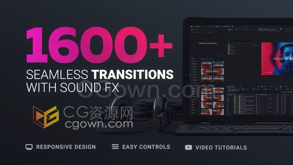 1600+ Transitions V2 无缝视频转场过渡动画AE脚本预设包