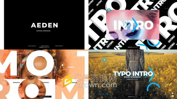 AE模板-动态错字介绍大标题创意时尚开场宣传广告视频