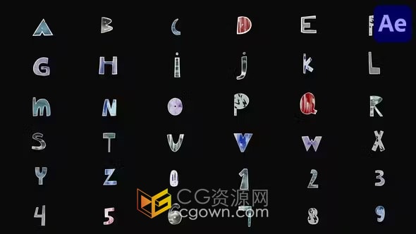 手工制作俏皮流畅的字母和数字动画-AE模板