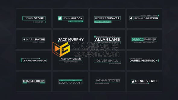 PR预设/AE模板-16组简洁标题字幕条标题框动画企业公司人物名单产品介绍