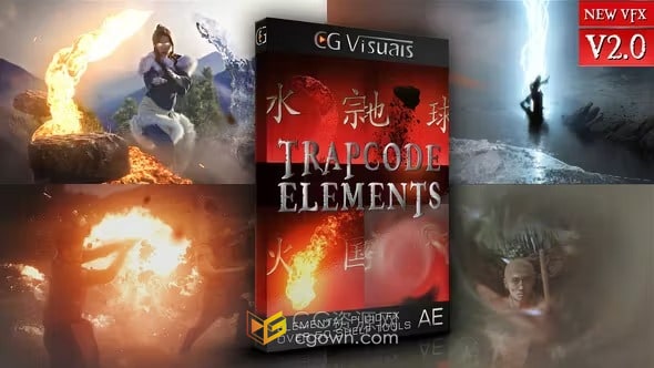 Trapcode Particular制作逼真火焰闪电能量水沙尘暴等视觉特效-AE模板