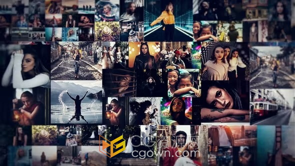 动态马赛克拼贴照片视频墙展示动画宣传片头AE模板
