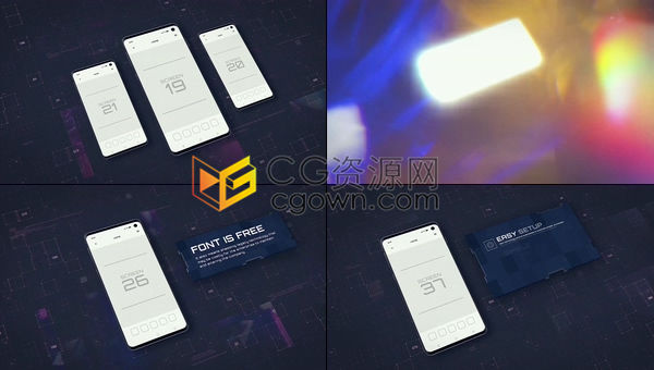 PR预设/AE模板-数字应用程序网站推广科技感iPhoneX APP动画宣传片头