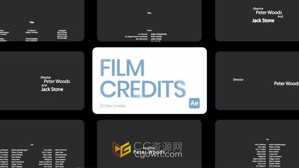 视频电影制作人员名单团队名称剧组演职员表电影字幕-AE与PR模板