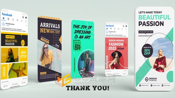 AE模板-12组场景故事时尚幻灯片服装鞋子购物社交媒体短视频广告