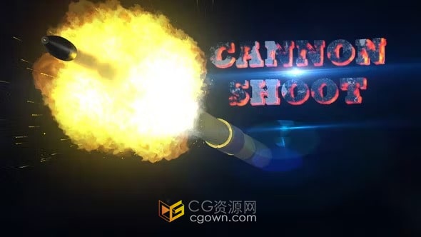 大炮开火炮弹爆炸枪击延时特效介绍视频片头-AE模板
