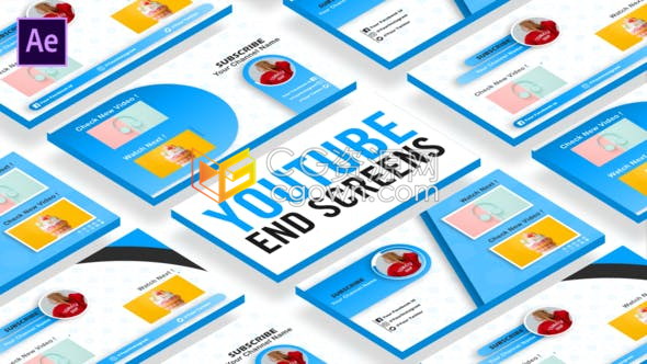 AE模板vlog社交媒体关注我们订阅频道主页卡片设计动画