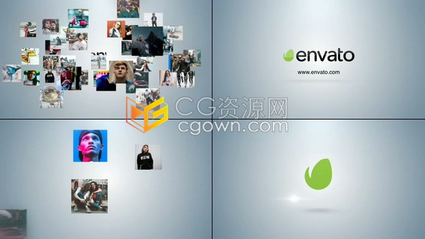 AE模板大量图片汇聚形成标志动画公司LOGO简介宣传视频片头