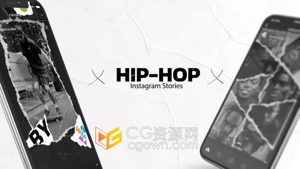 AE模板-撕碎纸片定格动画嘻哈风格制作媒体短视频