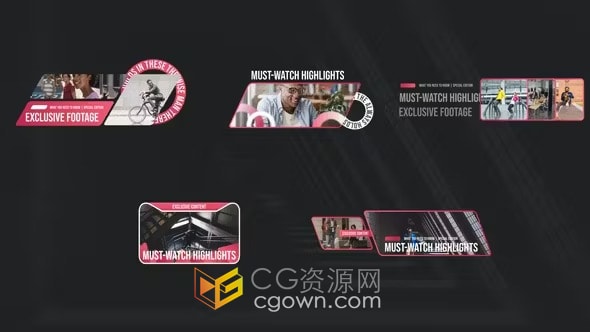 时尚生动带图像的框标题动画-AE模板