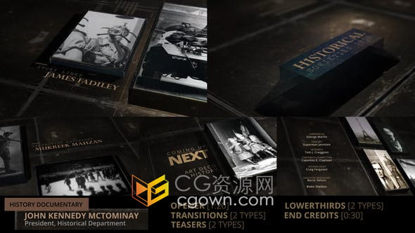 AE模板-历史纪录片复古立体展示照片动画效果相册视频