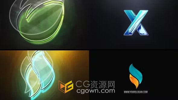 AE模板-多彩LOGO动画演绎透明标志形状叠加企业品牌展示