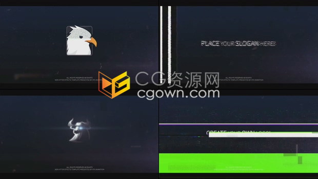 AE模板Glitch LOGO故障损坏数字失真RGB分离动画视频片头