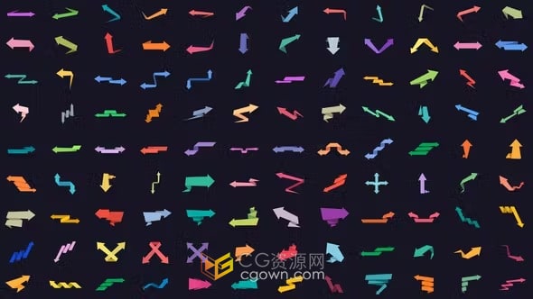 108个彩色折纸箭头动画元素-AE模板