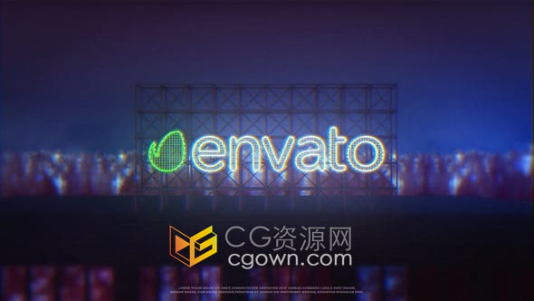 AE模板-霓虹灯发光LED城市广告牌LOGO动画视频