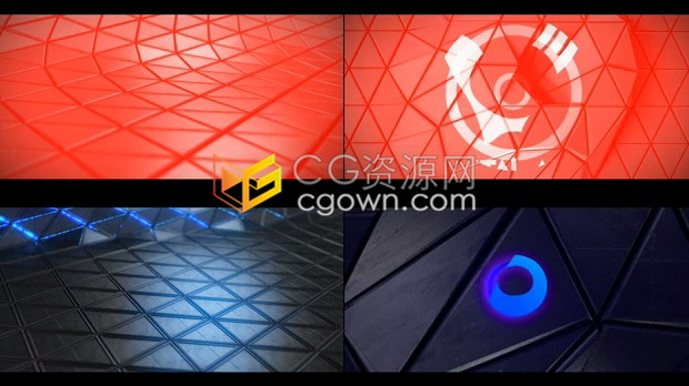 AE模板两种风格三角形状网格波浪动画演绎LOGO效果标志片头