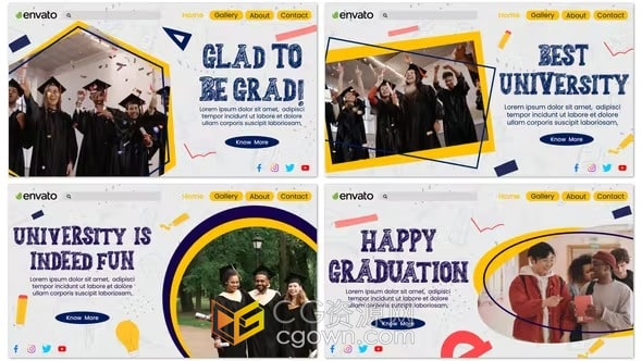 教育幻灯片AE模板2022年毕业季照片视频相册