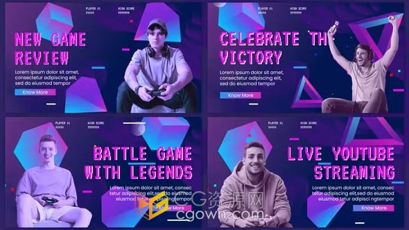 游戏技术幻灯片AE模板游戏玩家高科技宣传介绍视频