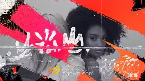 油漆笔刷动画时尚城市动态能量开场介绍-AE模板