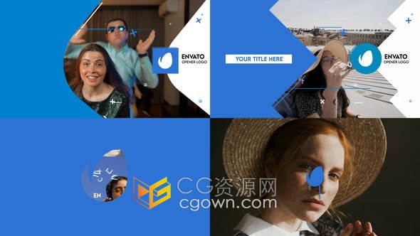 AE模板-带图形视频转场LOGO片头效果动画