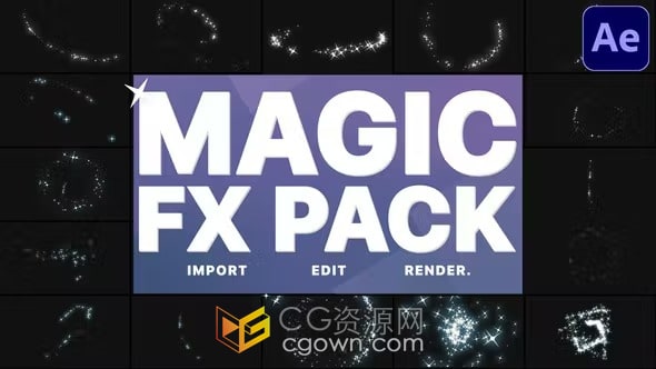 Magic FX AE模板闪烁星星魔法粒子特效动画效果