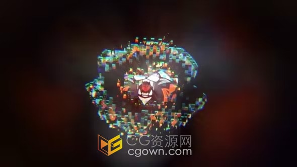 AE模板-像素扫描标志显示数字艺术电子竞技企业LOGO动画