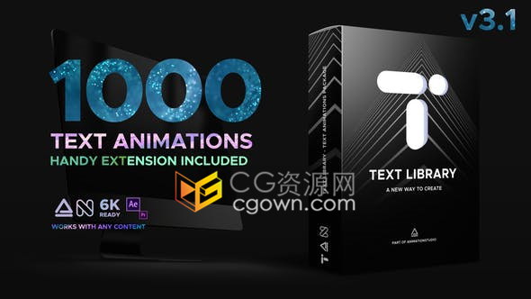 Text Library v3.1 AE脚本快速生成文字动画视频字幕带入出场1000种效果预设
