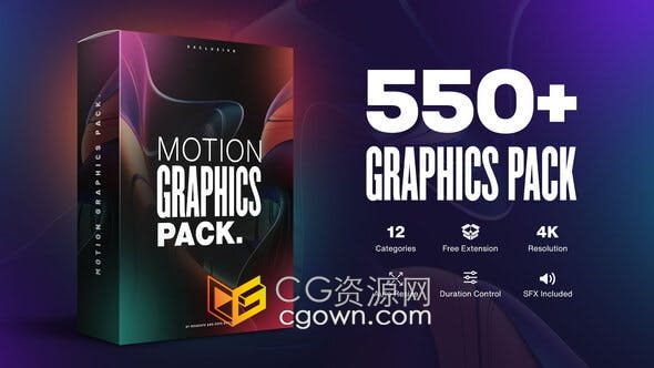 550+动态图形社交媒体广告视频封面Motion Graphics Pack-AE脚本