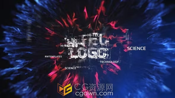 高科技视觉冲波数字故障LOGO宣传视频片头AE模板