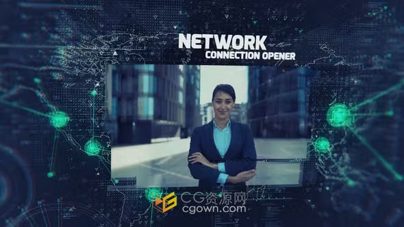 AE模板-世界地图背景动态动画网络连接线场景科技企业宣传片