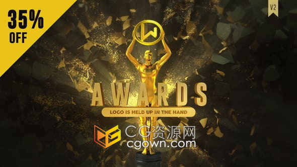 AE模板-金奖颁奖典礼晚会活动3D小金人视频动画