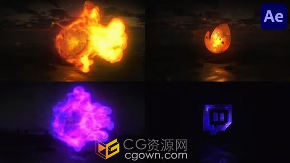 4K分辨率炙手可热火焰燃烧LOGO动画视频片头AE模板