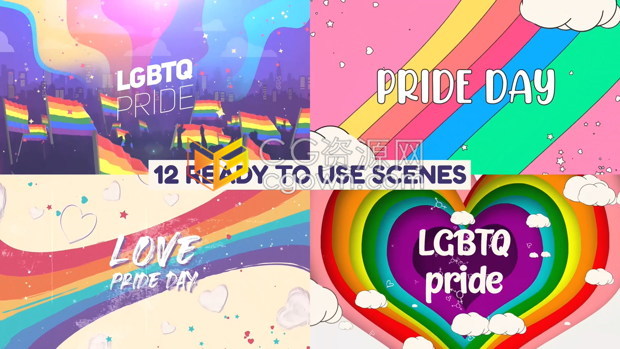 AE模板-多彩创意活动庆典商业推广童趣背景多种粒子图标过渡元素