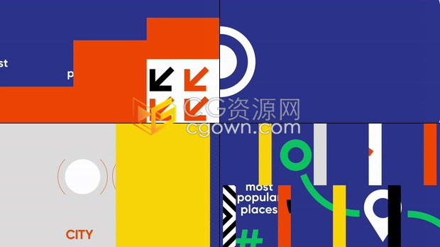 AE模板城市旅游景点公司介绍图标图形背景标题过渡动画元素下载