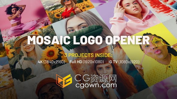 AE模板-马赛克多屏视频墙Vlog照片动画短片视频开场